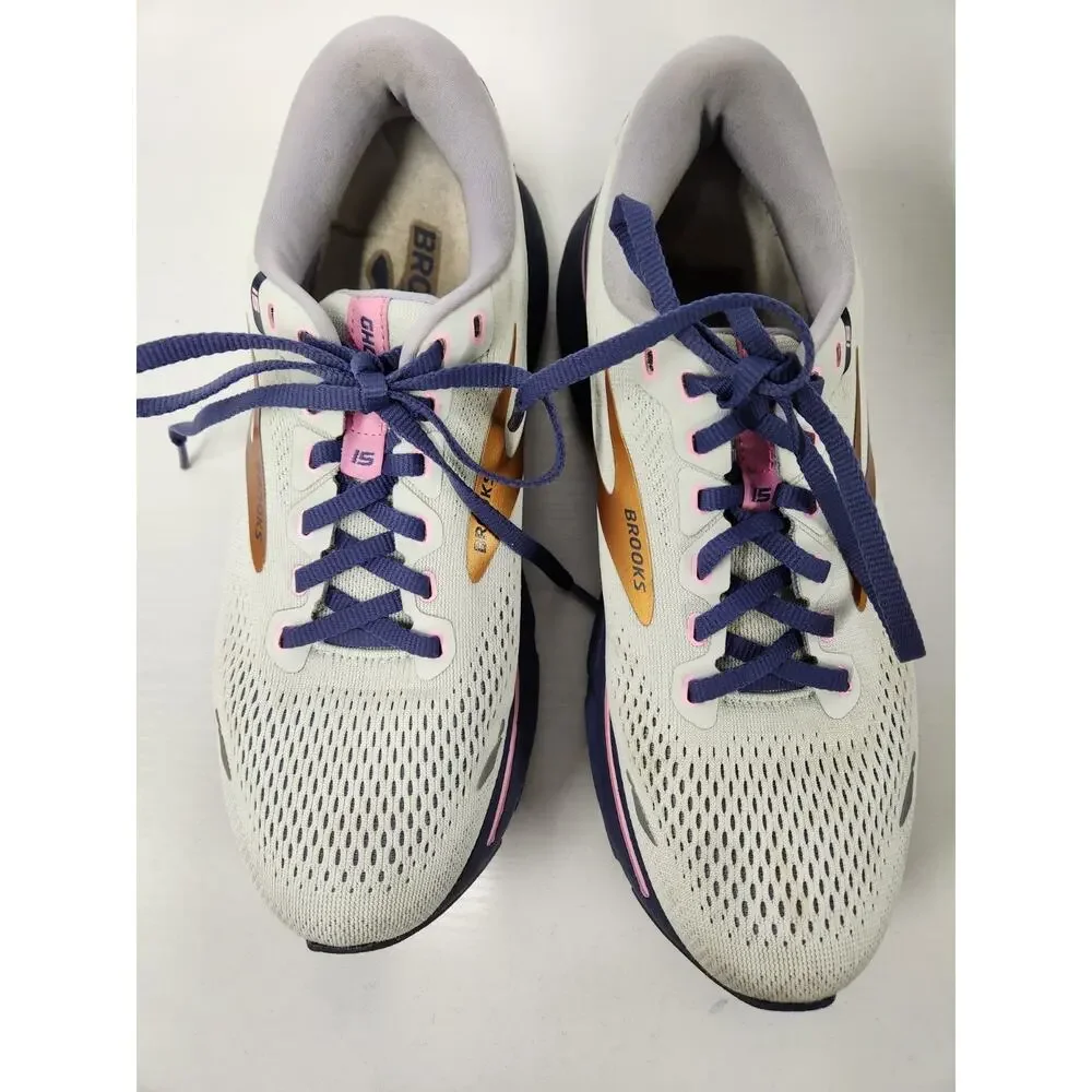 Brooks Women's Ghost 15 Neutral Running Shoes, Sz 8.5, Spa Blue/Neon Pink/Copper